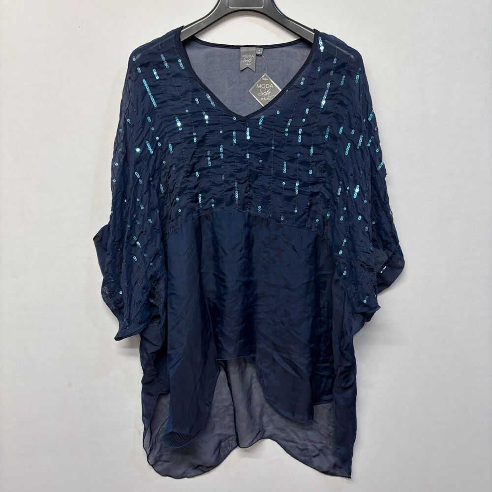NWT Moda Seta Italy Women Blouse Top Shirt Size Small Built-in Tank D006 -13